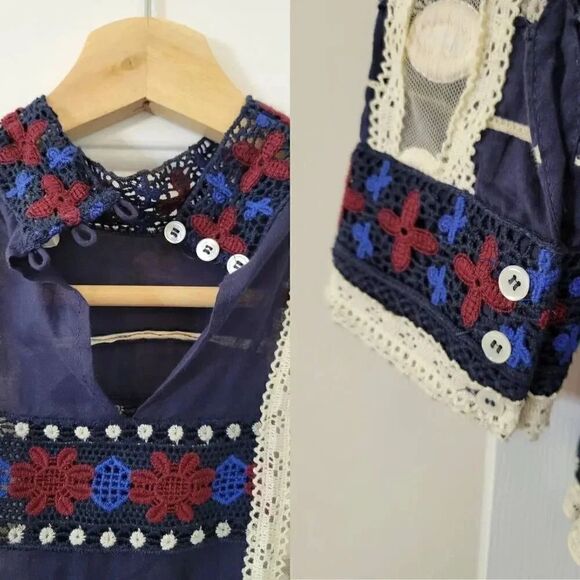 Sea NY Ila lace 3/4 sleeve top | blue multi sz 0 $365 - Picture 8 of 10